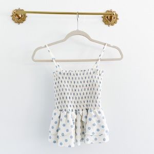 Zara Polka Dot Smocked Peplum Tank